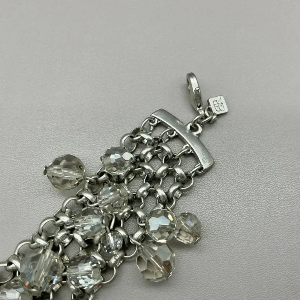 Banana Republic Bracelet Womens Silver Tone Crystal Bead Multi Strand 7.5 Inch
